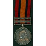 Queen's South Africa Medal, clasps Natal & Transvaal to Orderly W.Leach, Imp. Hosp. Corps. NrEF.