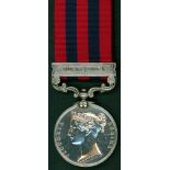 India General Service Medal, 1854, clasp Burma 1885-7 to 673 Pte.J.Power 1st Bn. York L.I. In our