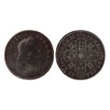 1670 halfcrown, V.SECUNDO, fine/GF, grey tone. S3365.