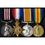 Group of four - Military Medal plus 1914/15 trio to 1278 L/Cpl. T. Bryden, 23rd Royal Fus, small E.K
