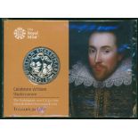 2016 Royal Mint £50 Shakespeare pure silver in original sealed pack.