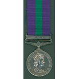 General Service Medal Eliz II, clasp Cyprus to 23521230 Cpl. L. Hill, R.A.S.C, GVF.