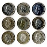 1927-36 'wreath' crown, set of all dates incl. the scarce 1934, EF. S4035.