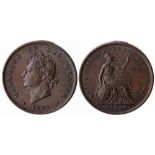 1825 penny, GEF/EF, scarce.