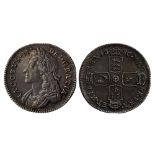 1686 shilling, choice EF with nice antique toning which is a little darker on the reverse. Rare in