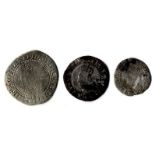 1573 threepence mm, ermine AVF/VF, plus groat mm Lis AF and halfgroat mm, Castle poor (3). S2566,