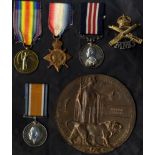 Group of four plus memorial plaque - Geo V Military Medal to 200225 Cpl. W. Luxford, B. Battn TANK