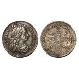 1683 sixpence, almost EF with a pleasing tone and none of the usual adjustment weakness. Scarce in