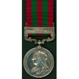 India Medal, 1896 clasp Punjab Frontier 1897-98 to 5516 Pte. W.Pirie, 1st Bn. Gord.Hrs, plus a