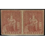 1867-70 No Wmk 4d dull brown-red Imperf pair o.g, SG.26a, RPS Cert. 2019, Cat. £1600