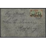 1895 (2 Mar) double rate locally addressed & registered Isaacs envelope, bearing 1891 4d pair