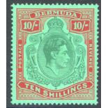 1938-53 10s green & deep lake/pale emerald, fine M with usual brown gum, SG.119. Cat. £450. (1)