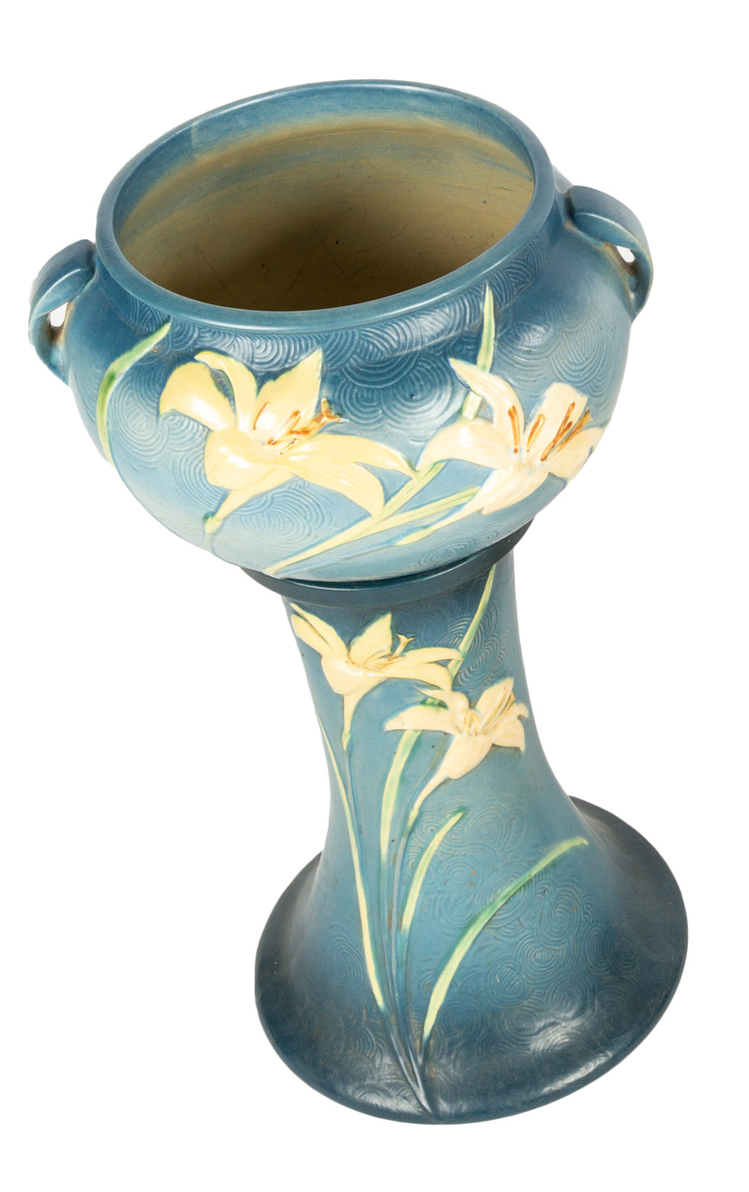 Roseville Pottery Zephyr Lily Jardiniere and Pedestal - Image 2 of 2