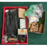 Large quantity of OO gauge Hornby track, Triang Power Controller, wagons, lineside figures and