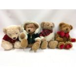 Four Harrods Teddy Bears - 1997, 2001, 2002 and 2009. Good condition.