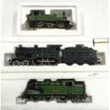 3 x OO gauge unboxed locomotives- Mainline #45 2P Class 4-4-0 blue, Airfix #9522 0-6-2 Green and
