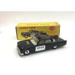 Dinky 258 De Soto Fireflite "Police" Car - black body, white doors, red roof light, silver trim,