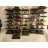 Collection of 36 Hachette Tractors diecast models in bubble packs.