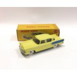Dinky 179 Studebaker President Sedan - yellow body, blue flashes, silver trim, chrome spun hubs with