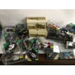 Box of Heritage/Bburago and other Formula 1 models in clear Perspex cases together with 2 boxed