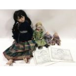 Two Christine Heath limited edition small dolls - Jessie and Tom together with two other bisque