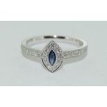 18ct white gold ladies Sapphire and Diamond ring size M