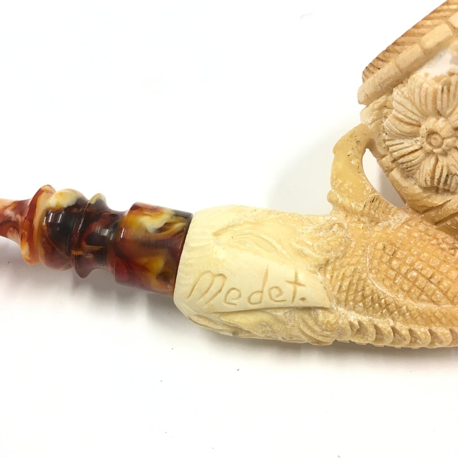 Cased Meerschaum pipe depicting a bird claw a/f - Image 6 of 8