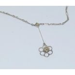 18ct diamond flower necklace - 0.37cts.
