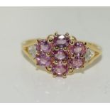 9ct gold ladies pink sapphire ring size N