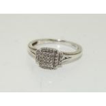 Art Deco inspired 0.195 diamond 925 silver ring. Size N.