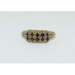 9ct gold ladies sapphire bar ring size M