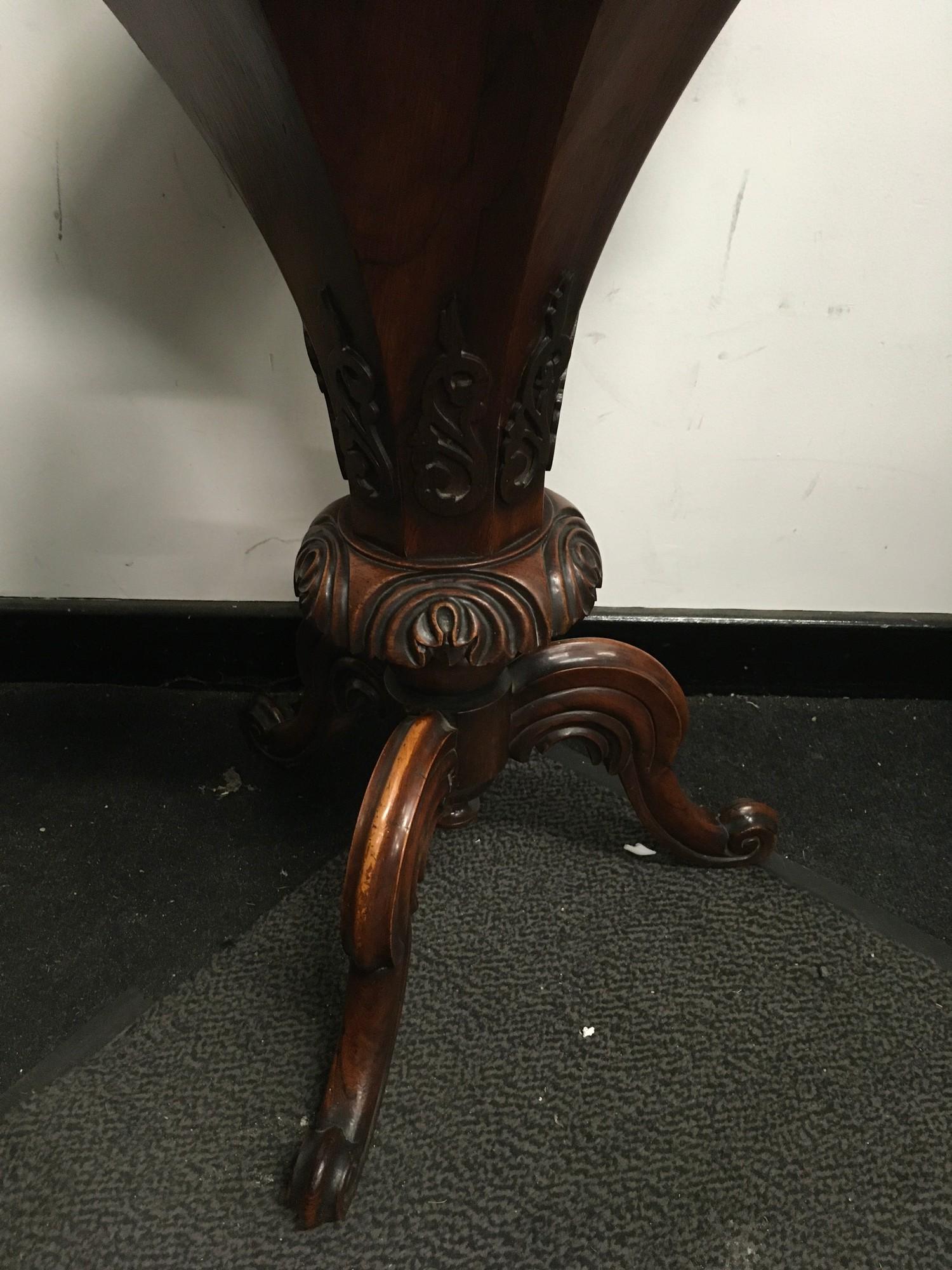 Victorian inlaid sewing trumpet work table. - Image 3 of 3