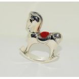 Large Silver rocking horse pincushion