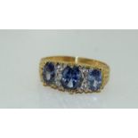 9ct gold on silver ladies blue stone ring size N