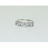 Ice Blue Topaz 925 silver half eternity ring, Size P.