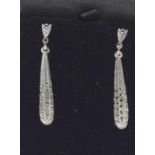 Pair silver and marcasite drop earrings