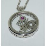 Valentines Ruby heart love 925 silver pendant.