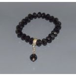 A Thomas Sabo black onyx 925 silver charm bracelet.