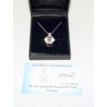 9ct white gold ladies Rose gold and diamond pendant necklace with certificate