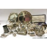 Mixed box of silver and silver plate.