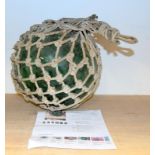 Antique 1950s Japanese net fishing ball or glass bouy/float large size 12"