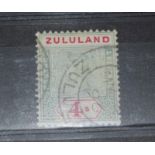 Zululand.1894-6. S.G.27 4/- fine used .cat £225