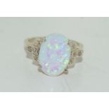 9ct gold on silver ladies opaline ring size N