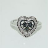 Valentines accent blue diamond heart ring. Size J 1/2.