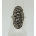 Silver ladies Art Deco marcasite ring size M