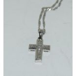 18ct gold diamond set cross pendant necklace