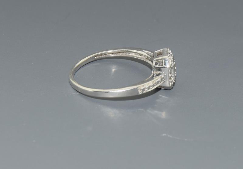An Art Deco inspired accent Diamond 925 silver ring, size O. - Image 2 of 4