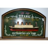 Contemporary wooden wall plaque depicting the Titanic 60 x 40 cm