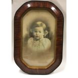 Victorian convex glass picture frame with a picture of a young child 63x43cm