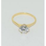 14ct gold ladies solitare ring size S